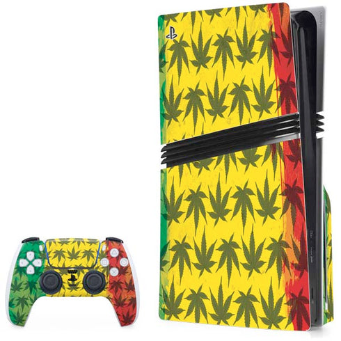 Marijuana Rasta Pattern PS5 Pro Disk Bundle  Skin